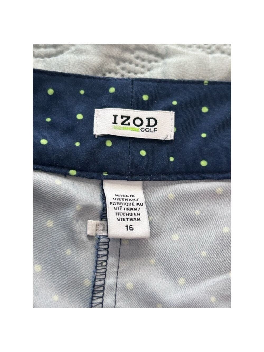 IZOD Golf Shorts Size 16 Blue Green Polka Dot - Picture 5 of 9
